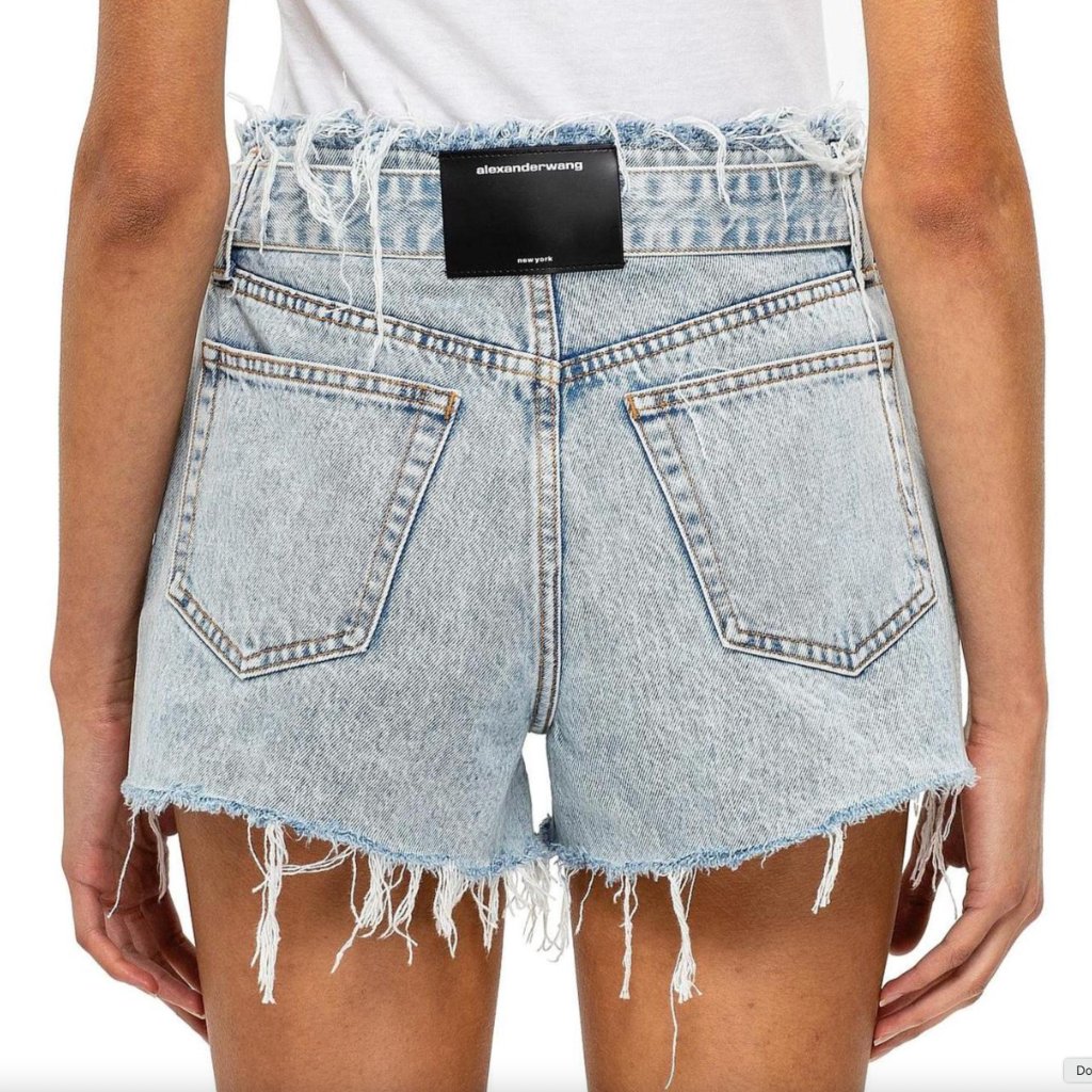 Alexander Wang Belted Frayed Bite Denim Shorts | Size: 27